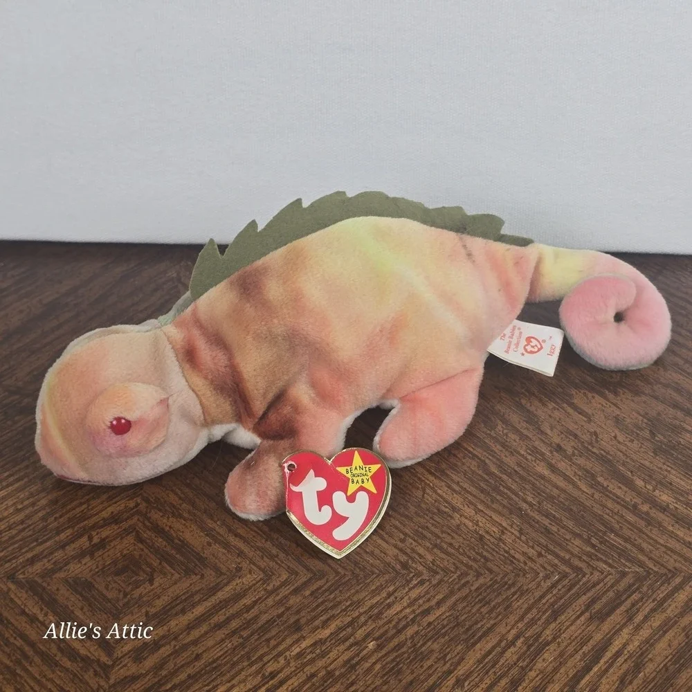 Ty Beanie Babies Lizard Chameleon Plush Stuffed Animal Rainbow Toy 90s Lot